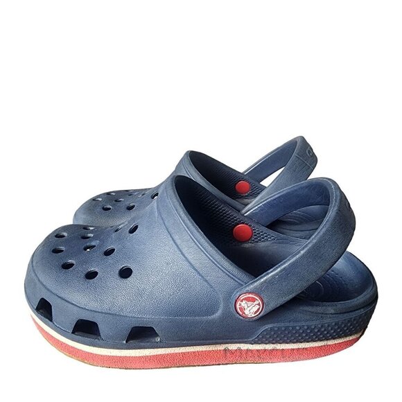 Crocs Retro Classic Clog Gum Sole Navy Blue Red  Size 10 11 - Picture 4 of 11